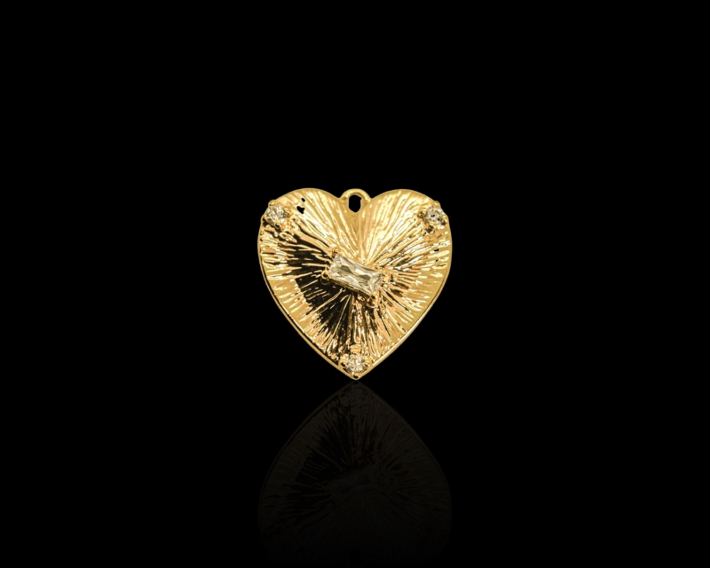 Подвеска сердце с фианитами цвет золото 15мм Золотой